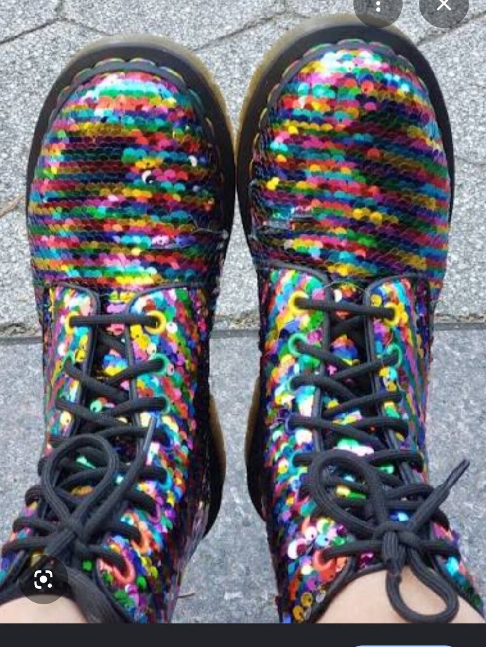 Dr Martens Rainbow/ Silver Sequin Boots. Size 8
